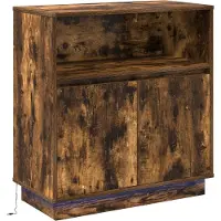 vidaXL LED Dressoir Rook Eiken 71 x 34,5 x 75 cm Bewerkt hout