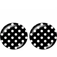 Charme Bijoux Clip oorbellen- zwart -Witte stippen -2 cm- geen gaatje-