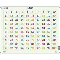 Larsen Puzzles Getallen 1–100 – Puzzel – Leren rekenen – Getallen – Educatieve legpuzzel voor kinderen – 100 stukjes – Gemaakt in Noorwegen – Extra dikke 2,5 mm stukjes – Tray met vaste rand