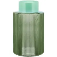 REMEMBER - Glazenvaas 'Groove' - Groen - Glas - Geribbeld