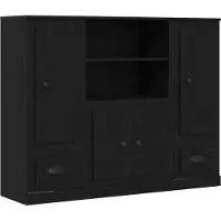vidaXL Highboard Zwart Eiken 132 x 35.5 x 103.5 cm Bewerkt hout
