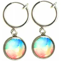 Charme Bijoux Klem oorbellen- sunset- zilverkleur- blauw- geen gaatje-