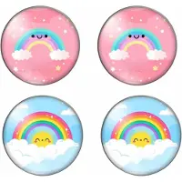 Charme Bijoux 2 paar -Clip oorbellen -regenboog- roze-blauw-geen gaatje-