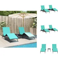 vidaXL Ligbedden 2 st met tafel poly rattan zwart (alleen VS)