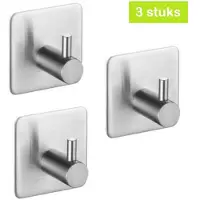 XIVADA Handdoekhaken - Zelfklevend - Vierkant - Rvs - Zilver – 3 stuks