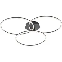 JUST LIGHT Plafondlamp Ivanka 3-rings zwart