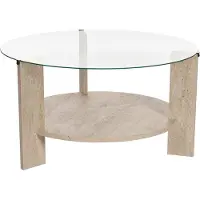 CALICOSY Salontafel met 2 bladen, waarvan één van gehard glas Ø75 cm clara
