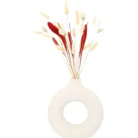 QUVIO Donutvaas - Rond - Keramiek - Gebroken wit - M