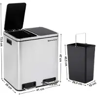 Mira Home Pedaalemmer – 2-in-1 Pedaalemmer – Modern – Roestvrij Staal – Zilver - 41.5x34x48.5