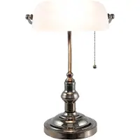 Clayre & Eef Tiffany tafellamp 5100W, wit / opaal, Woon-/ Eetkamer, Glas, Tiffany, tafellamp