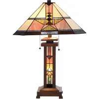 Clayre & Eef Tiffany tafellamp LEONDRA, multicolor, Woon-/ Eetkamer, Glas, Tiffany, tafellamp