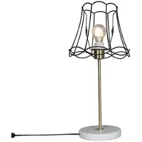 QAZQA Retro tafellamp messing met Granny frame zwart 25 cm - Kaso
