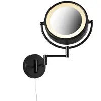 QAZQA Design wandspiegel zwart incl. LED verstelbaar IP44 met trekkoord - Vicino