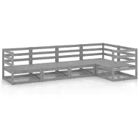 vidaXL 5-delige loungeset voor de tuin, grijs, massief grenenhout