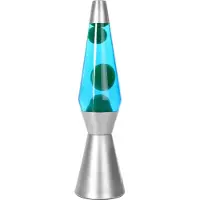 Itotal Lavalamp - Lava Lamp - Sfeerlamp - 40x11 cm - Glas/Aluminium - 30W - Blauw met groene Lava - Zilvergrijs - XL1787