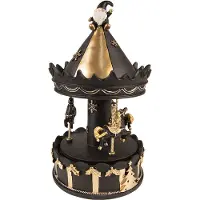 Clayre & Eef Muziekdoos draaimolen 20 cm polyresin kerstdecoratie beeld