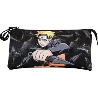 KARACTERMANIA Naruto Shippuden Triple Pocket Pencil Case Uzumaki Zwart Man