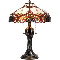 Clayre & Eef Tiffany tafellamp Ø 41x56 cm rood glas driehoek tiffany