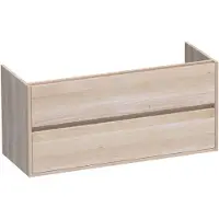 Brauer Adore Onderkast 2 Lades - 2 Uitsparingen - 119x45,5cm - Massief Eiken - Lamellen Eiken Wit - Badkamermeubels, Wastafelonderkasten