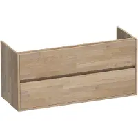 Brauer Adore Onderkast 2 Lades - 2 Uitsparingen - 119x45,5cm - Massief Eiken - Vingerlas Eiken Grijs - Badkamermeubels, Wastafelonderkasten