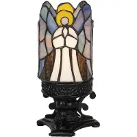 Clayre & Eef Tiffany tafellamp 5LL-6052, zwart, Woon-/ Eetkamer, Kunststof, Tiffany, tafellamp