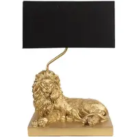 Clayre & Eef Tafellamp leeuw 32x22x44 cm zwart kunststof bureaulamp