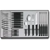 Victorinox Swiss Modern 6.9093.12W.24, 24-delige bestekset met steakmes, zwart