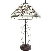 Clayre & Eef Tiffany tafellamp Ø 41x69 cm zwart glas metaal rond libelle