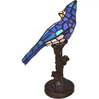 Clayre & Eef Tiffany tafellamp 5LL-6102BL, bruin / roest, Woon-/ Eetkamer, Kunststof, Tiffany, tafellamp