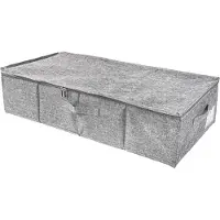 Cadorabo Grijze Vilten Onderbed Kommode met Rits en Handvatten - 75.5 x 39 x 16 cm - Ruimtebesparende Opbergruimte, Organizer voor Onder het Bed, voor Kleding, Dekens