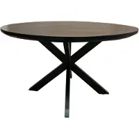 LivingFurn eetkamertafel jesper round black 130x130x76 cm mangohout