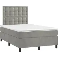 vidaXL Boxspring met matras fluweel lichtgrijs 120x190 cm