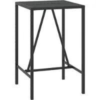 vidaXL Bartafel met glazen blad 70x70x110 cm poly rattan zwart
