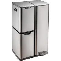 Luzzo ohio 60 ltr afvalscheidingsprullenbak metal grey – pedaalemmer met soft