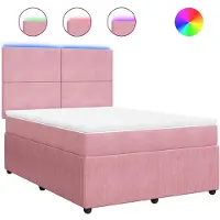 vidaXL Boxspring met matras fluweel roze 140x190 cm