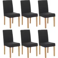 MCW Set van 6 eetkamerstoelen Keukenstoel Littau ~ textiel, zwart, lichtgekleurde poten
