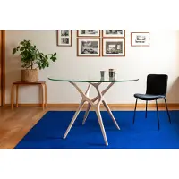 PIB Ronde glazen tafel met licht massief essen voor 6 personen Sylvae