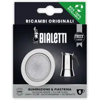 Bialetti Filterplaatje + Siliconen Ring – Geschikt voor 6-kops RVS Percolators – Origineel Reserveonderdeel