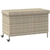 vidaXL Tuinkist met wielen, lichtgrijs, 110x55x73 cm, polyrotan