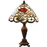 Clayre & Eef Tiffany tafellamp FLORA, multicolor, Woon-/ Eetkamer, Glas, Tiffany, tafellamp