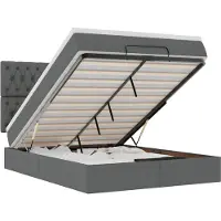 vidaXL Ottoman bed met matras en LED's 140x190cm stof donkergrijs