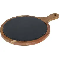 Krumble Borrelplank - Rond - Hout en Leisteen