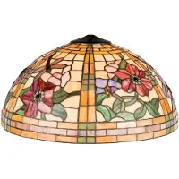 LumiLamp Lampenkap tiffany Ø 50x30 cm oranje glas halfrond bloemen glazen