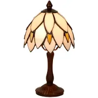 Clayre & Eef Tiffany tafellamp LILLI, crème / amber, Woon-/ Eetkamer, Glas, Tiffany, tafellamp