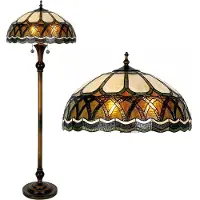 Clayre & Eef Tiffany vloerlamp, Ø 56 cm, hoogte 164 cm, bruinbeige glas