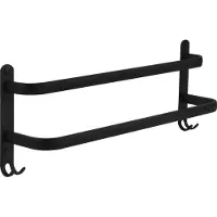QUVIO Handdoekenrek - Met 2 stangen - 48 cm breed - Zwart