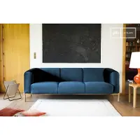 PIB 3-zits bank van blauw fluweel Viela