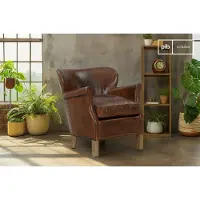PIB Fauteuil van volnerf leer in hazelnootkleur Neoturner