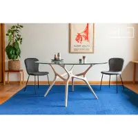 PIB Ronde glazen tafel met licht massief essen voor 8 personen Sylvae