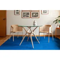 PIB Ronde glazen tafel met licht massief essen voor 4 personen Sylvae